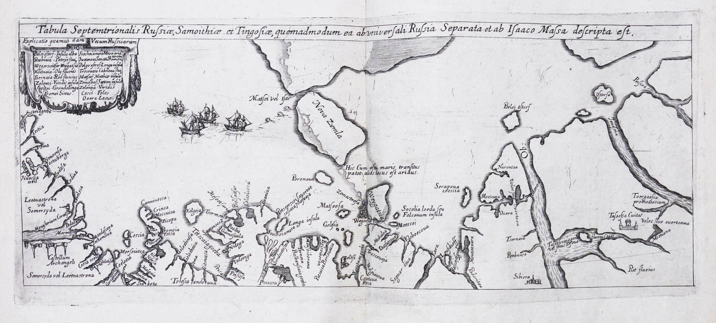 This part of de Bry's Petit Voyages includes the discovery of Hudson's Bay, the voyages of Linschoten, an account of de Quiros's voyage to Terra Australis.