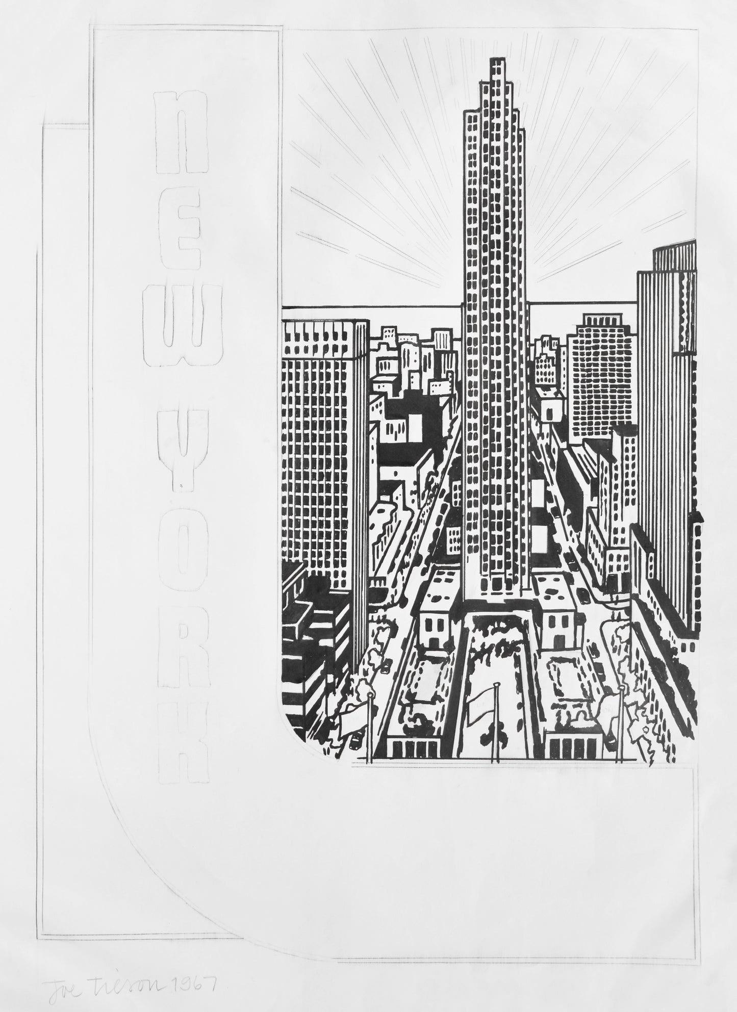 Study for Decal 3 in pencil and Indian ink, on wove paper, signed and dated 1967, 76.4 x 55.8 cm
