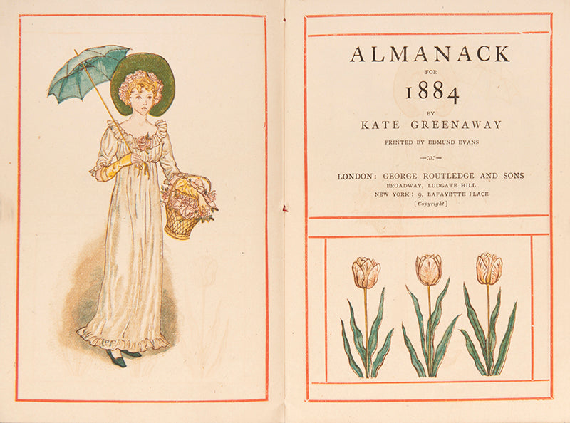 A collection of three Almanacks by Kate Greenway, omprising those for 1883,1884 & 1925. illustrated in colour, with original bindings