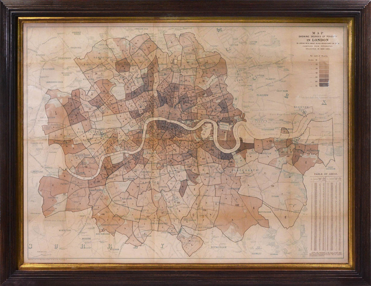 map extending west to east from East Acton to Homerton and north to south from Hampstead to Plumstead with the Appendix to Labour and Life of the People