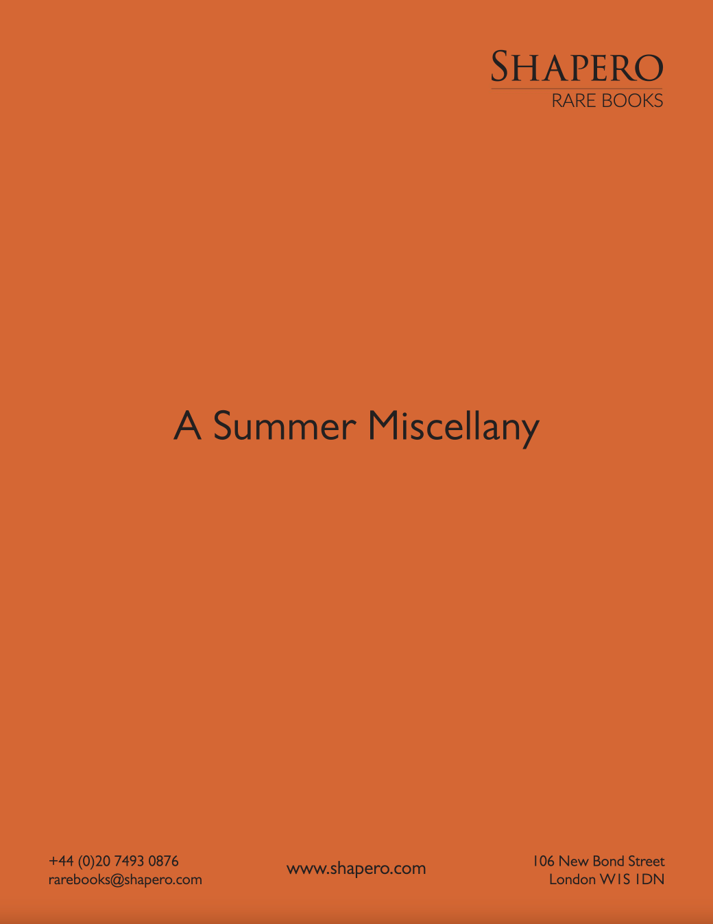 New Catalogue: A Summer Miscellany