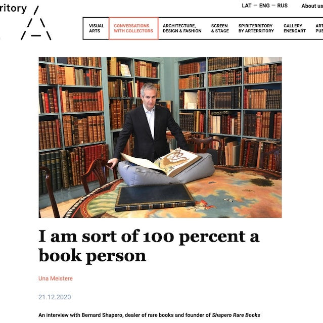 Arterritory - 'I am sort of 100 percent a book person' Shapero Rare Books
