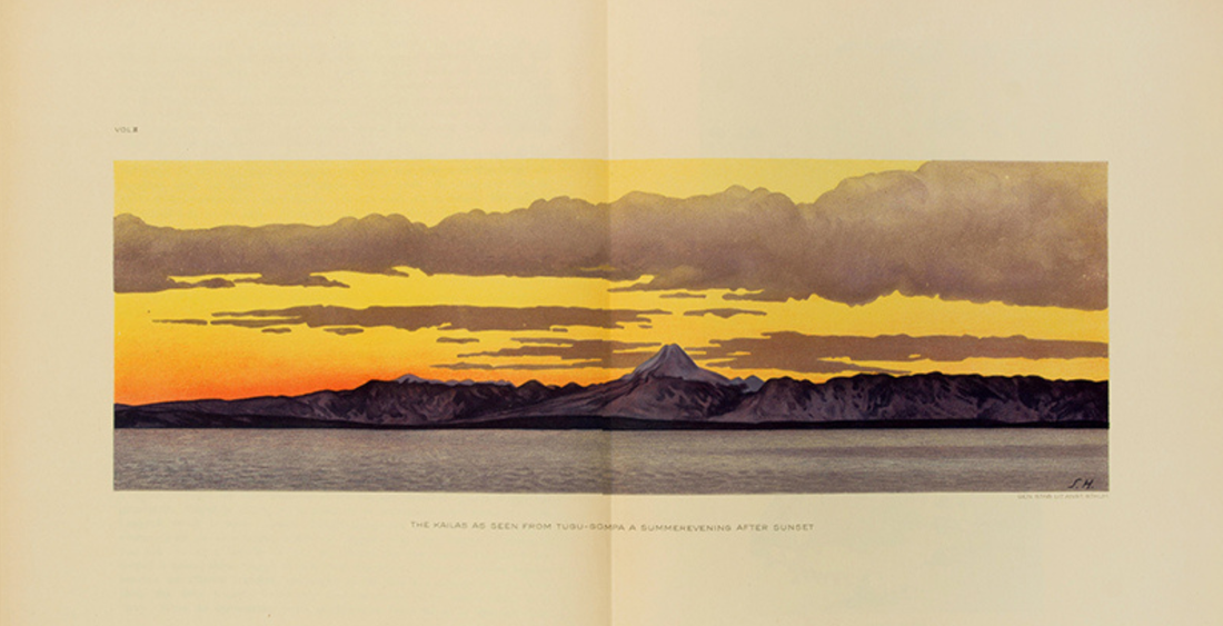 Sunset illustration from Sven Hedin's 'Southern TIbet'