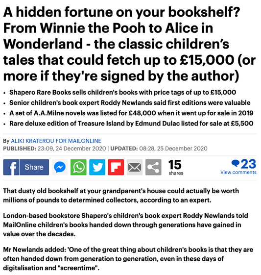 Mail Online: A hidden fortune on your bookshelf