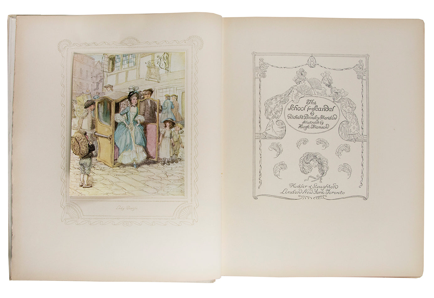 The special deluxe limited edition of Sheridan's The School for Scandal, illustrated & signed by Hugh Thomson, in publisher's full vellum binding 