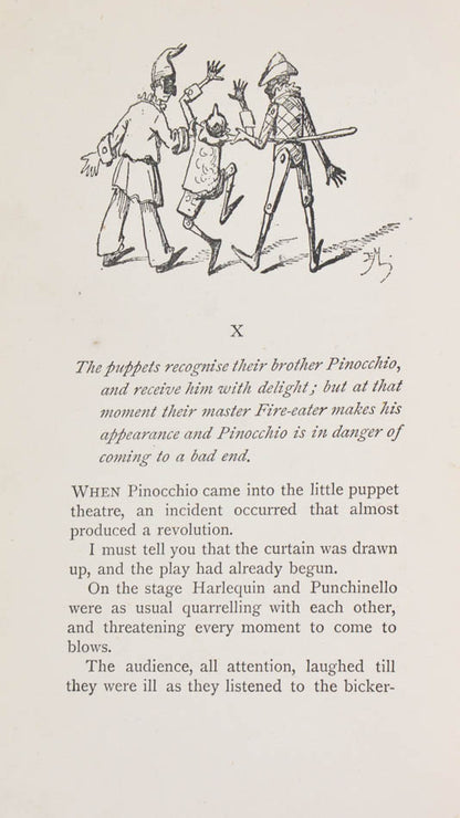 The rare first UK edition of Collodi's classic for children, The Adventures of Pinocchio, originally published in book-form in Florence, Italy in 1883