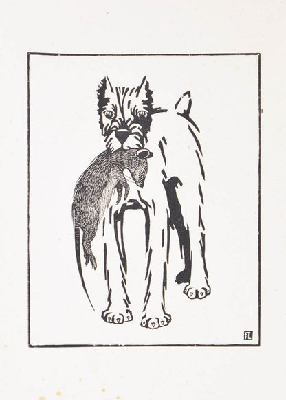 Lovely woodcut illustrations of the Schnauzer dog.