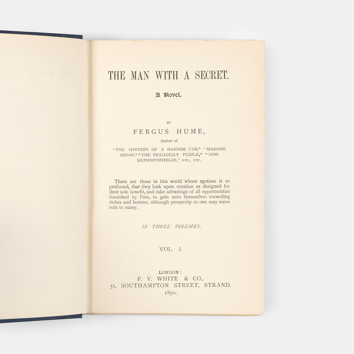 An early and uncommon first edition three-decker mystery novel by Hume.