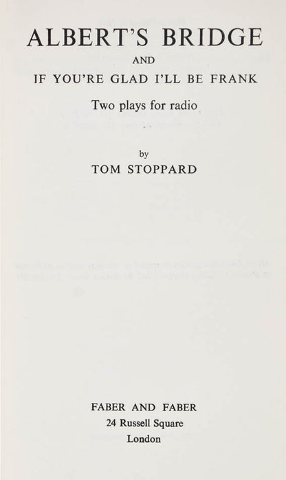 A fine copy in the little dusty dust jacket. The casebound issue of these two early works by the great Tom Stoppard is exceptionally uncommon<br />