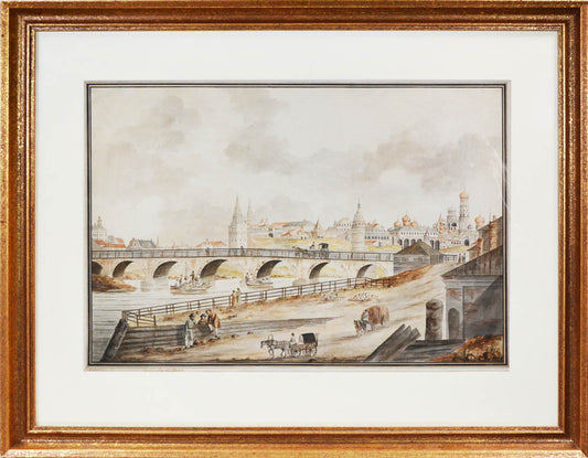 Impresive eighteenth century watercolour of one of Russia's most iconic views. 