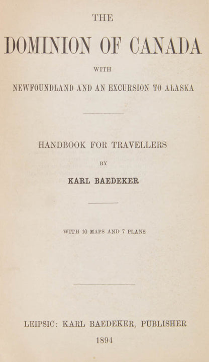 First edition of Baedeker's guide to Canada.