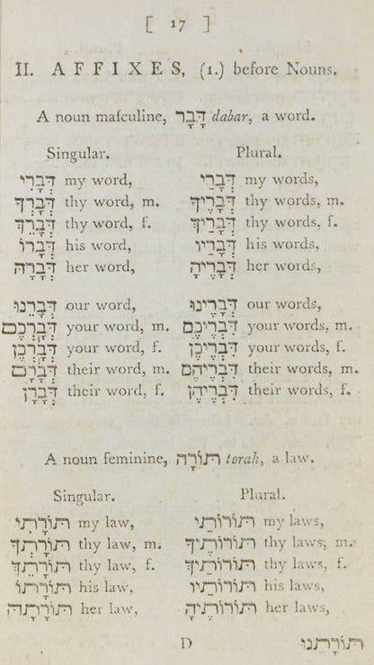 A Hebrew grammar manual containing additional select pieces of Hebrew poetry. Contains a list of subscribers at the end of the volume. 