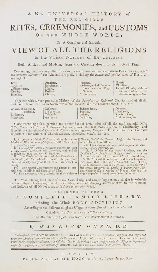 An interesting survey of various religions and their customs. Illustrated with 60 plates which depict various customs of different religions. 