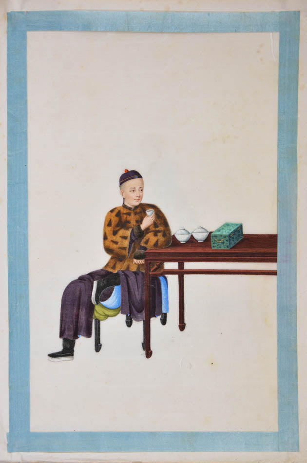 An excellent example of rare Chinese album on pith paper on tea cultivation depicting each process in detail
