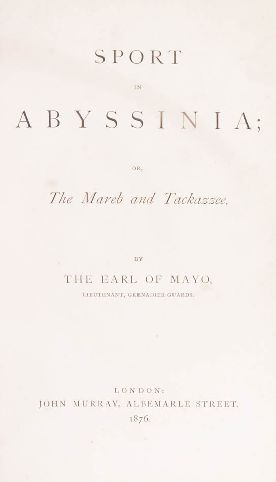 The author's hunting party traveled through the Mareb River region of Abyssinia and encountered lion,and elephant. Much of the narrative is of travel