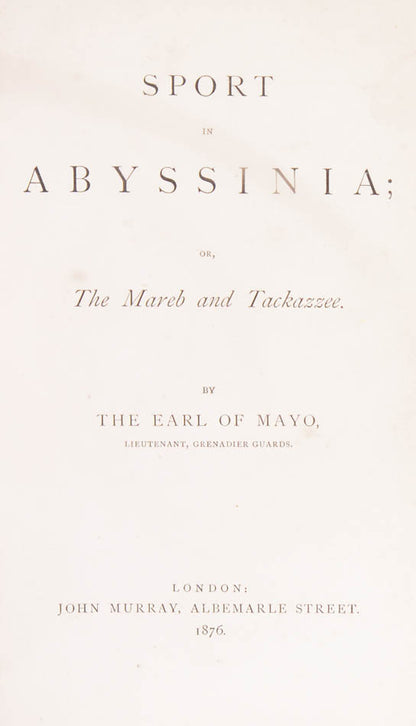 The author's hunting party traveled through the Mareb River region of Abyssinia and encountered lion,and elephant. Much of the narrative is of travel