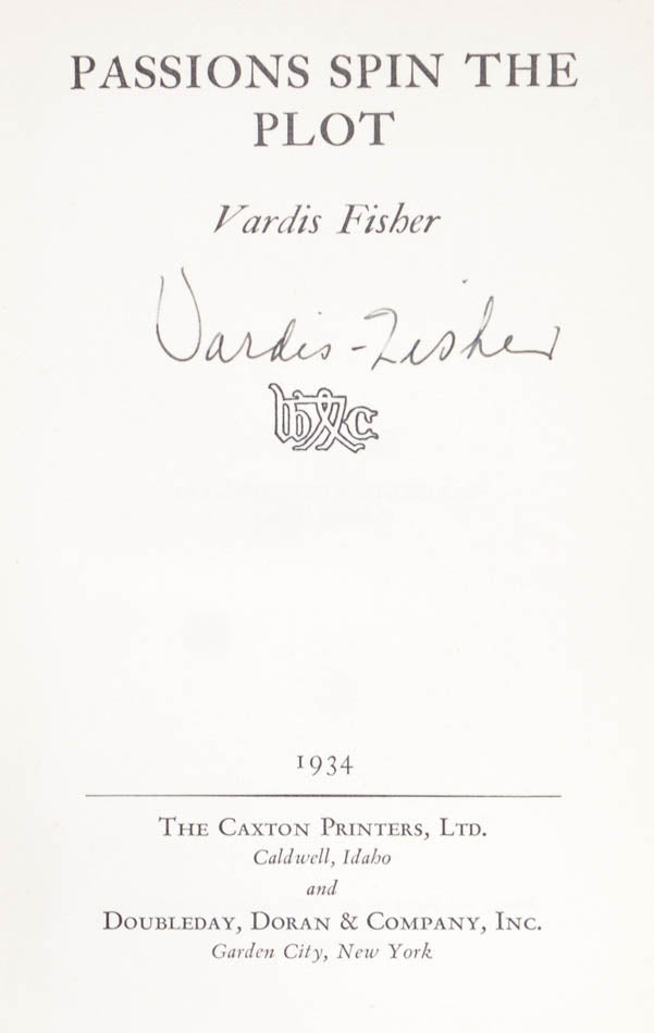A stunning copy of this the second book in Vardis Fisher's 'Vridar Hunter' tetralogy, a series of semi-autobiographical novels set largely in Idaho.