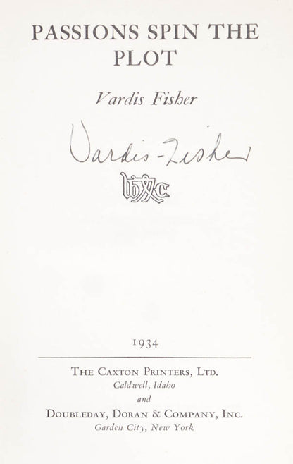 A stunning copy of this the second book in Vardis Fisher's 'Vridar Hunter' tetralogy, a series of semi-autobiographical novels set largely in Idaho.