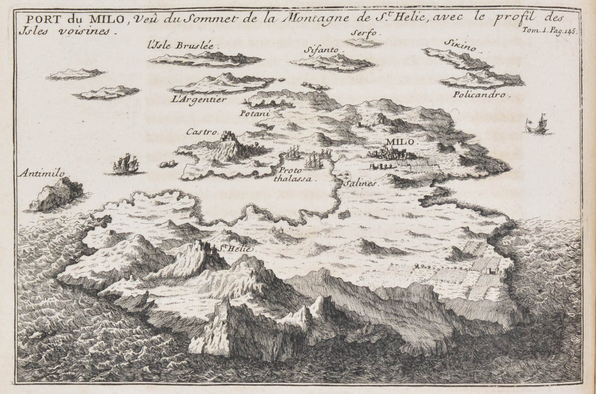 Tournefort visited islands in the Cyclades (Andros, Tino, Delos, Santorini etc.) and  the Northern Sporades (Samos, Mitylene, Skyros, Tenedos). 