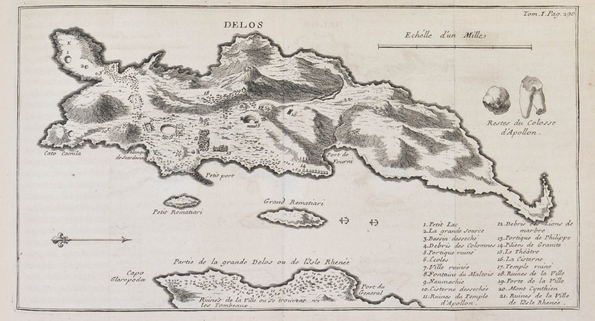 Tournefort visited islands in the Cyclades (Andros, Tino, Delos, Santorini etc.) and  the Northern Sporades (Samos, Mitylene, Skyros, Tenedos).
