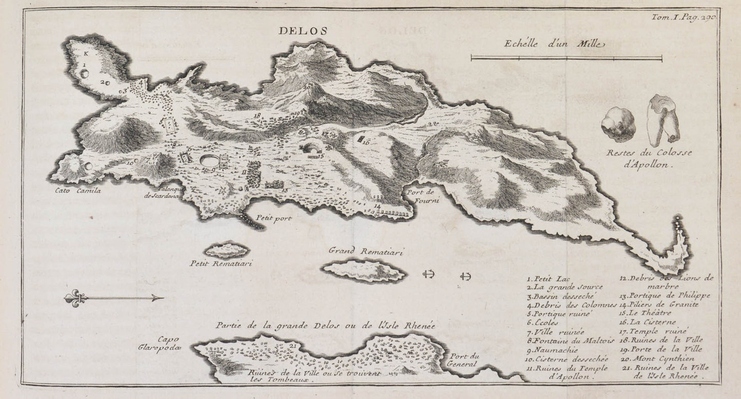 Tournefort visited islands in the Cyclades (Andros, Tino, Delos, Santorini etc.) and  the Northern Sporades (Samos, Mitylene, Skyros, Tenedos). 