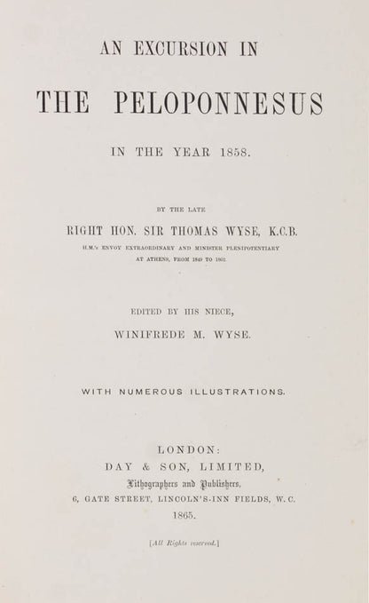 Wyse's describes his travels in 1858 including the state of the countryside and includes much political and economic commentary.