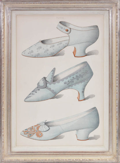 ladies' shoes illustrated that have all belonged to and been worn by ladies of the 19th century. Each page has nearly life sized shoe.<br />