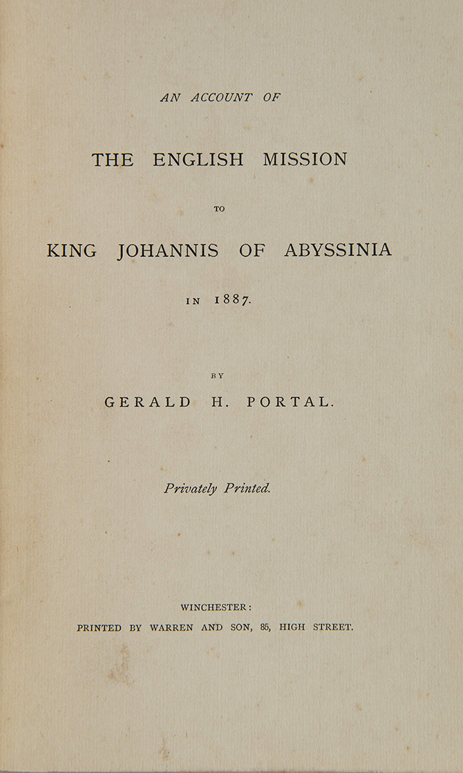 In 1887 Portal was sent to make a reconciliation between King Johannis and the Italian Government, after a skirmish in which 450 Italians were killed