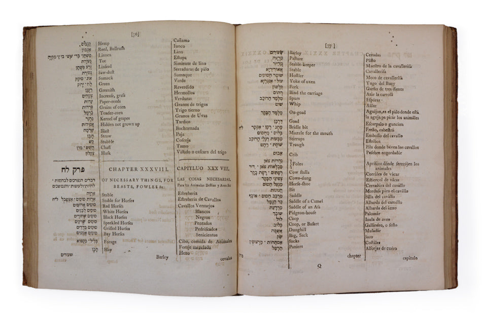 A scarce Talmud and holy scripture vocabulary by Jacob Rodrigues Moreira, published by the pioneer of Hebrew printing in London A. Alexander. 