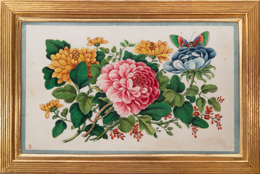 [A Group of 10 Watercolours of Flowers & Butterflies.