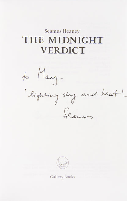 First edition of The Midnight Verdict by Seamus Heaney, inscribed by the author.