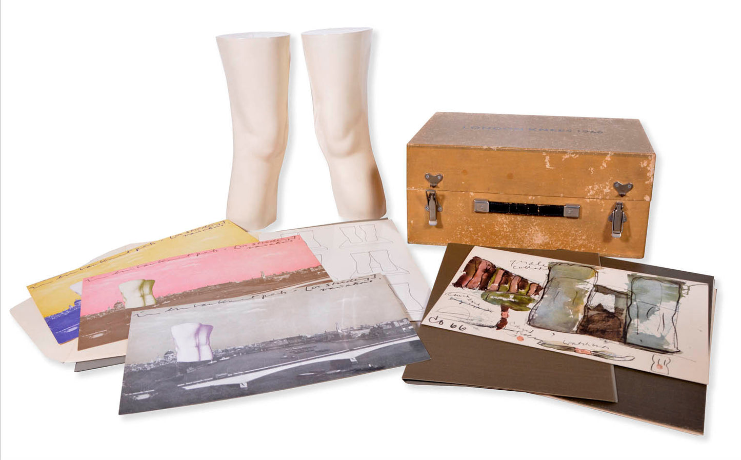 Claes Oldenburg, London Knees 1966, 1968, cast latex painted with coloured polyurethane, felt, offset lithographs, traveling case, signed, from the edition of 120