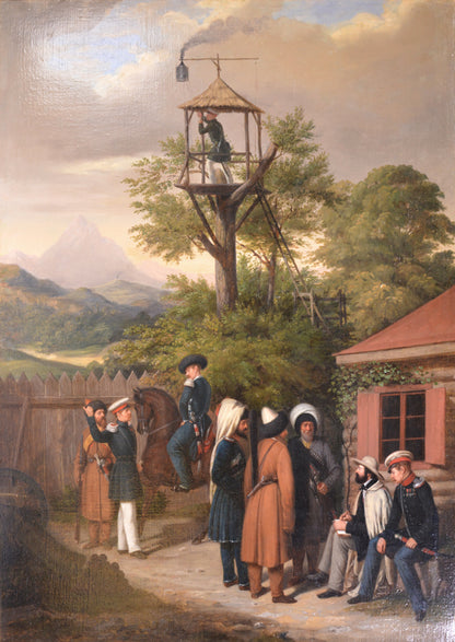 Oil on canvas. The dramatic landscape of the Caucasus was an amphitheatre for Russian military action for most part of the 19th century.