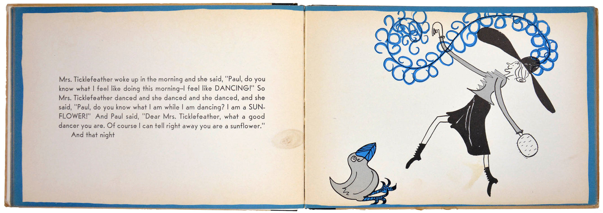 An unusual children's book, without question uncommon. The adventures of Mrs Ticklefeather and her puffin called Paul as they hunt the perfect sunflower.