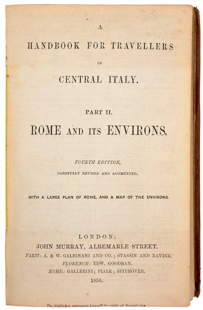 Rare to find both volumes of Central Italy. The plans include Bologna, Siena and the Vatican. 