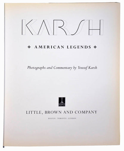 An attractive dedication copy of Karsh's striking portraits. The photographer has inscribed this copy 'To: Gordon Parks, in friendship, Yousuf Karsh'. 