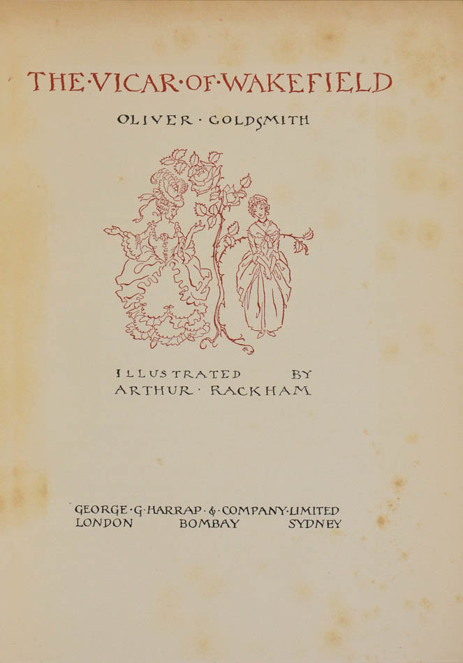 The specially bound deluxe issue of Rackham's illustrated edition of The Vicar of Wakefield by Oliver Goldsmith.