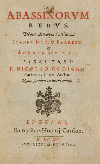 primarily relating to an account of Ethiopia in the second half of the sixteenth century whilst under the control of the Catholic patriarchs