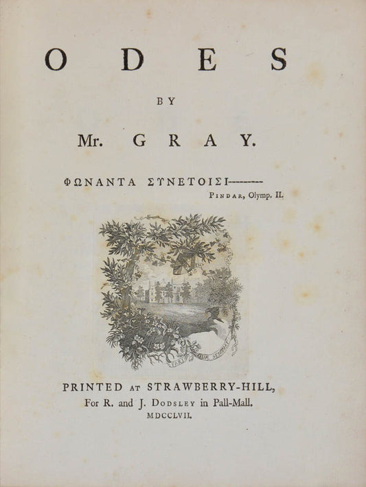 A famous [re]issue of the first work by the Strawberry Hill press, the source of considerably bibliographical bafflement and bemusement over the years...