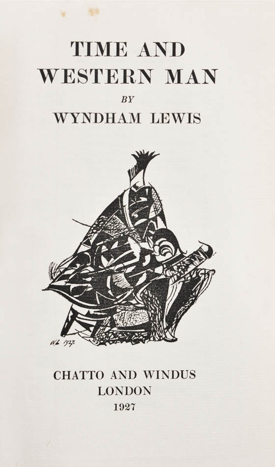 A VG first edition, first issue of 'Time and Western Man, perhaps [Wyndham] Lewis's single most important philosophical work...' (Morrow & Lafourcade) 