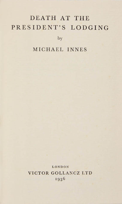 Very good example of the first novel by retired Oxford don JIM Stewart writing as Michael Innes, introducing crime fans to Sir John Appleby. Very scarce.
