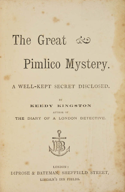 A remarkably scarce example of Victorian detective fiction, not in the British Library, and with only one copy we could trace in other holdings.