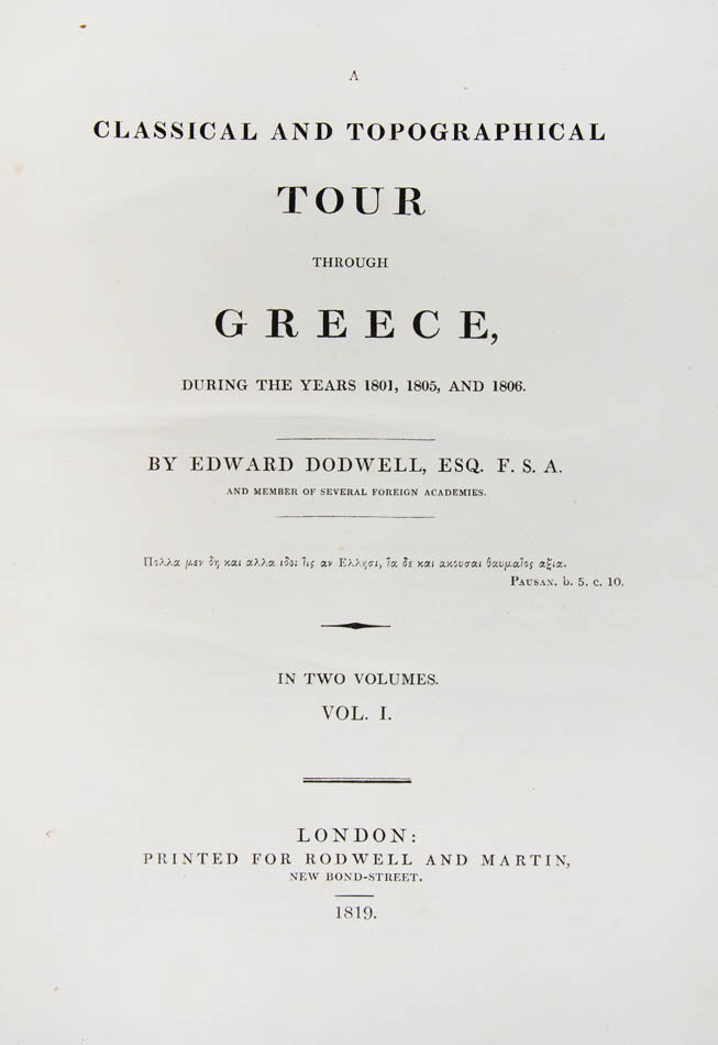Dodwell toured mainland Greece and revisited the Ionian Islands. In this work he describes both ancient Greece and its present circumstances.