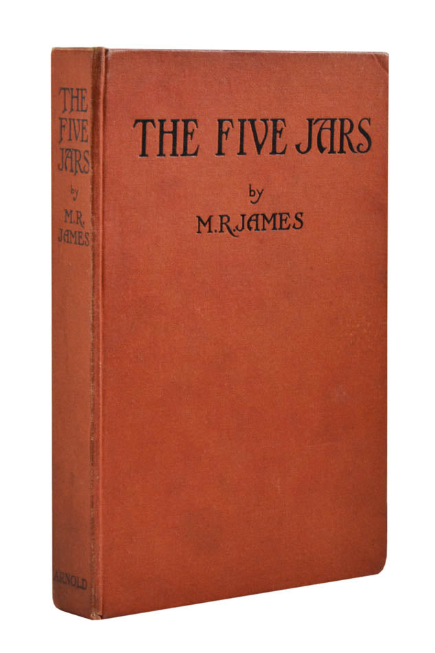 The Five Jars from M.R. James is the author's only novel, taking the form of a fairy tale in which the narrator describes five stone jars.