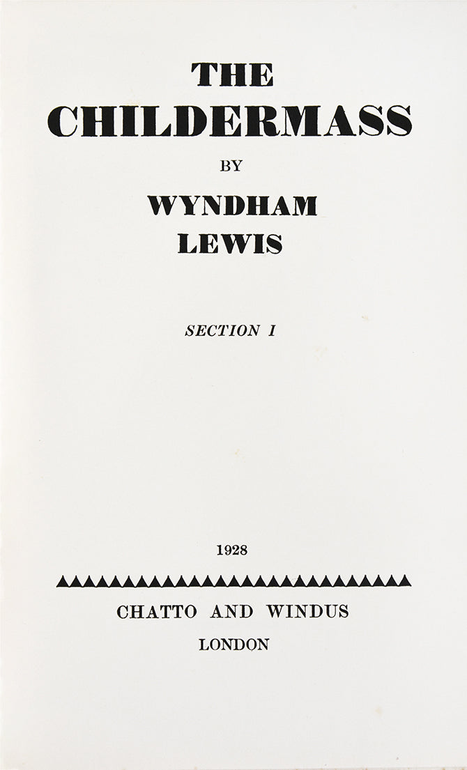 The special limited edition of the first part of Wyndham Lewis' trilogy The Human Age, published simultaneously with an ordinary edition.