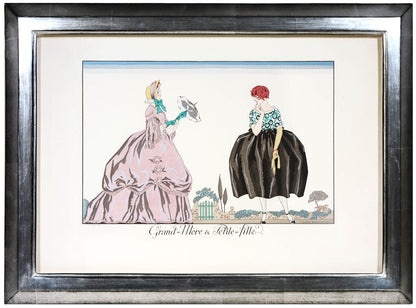 Group of six lithographs hand-coloured in pochoir from George Barbier's Le Bonheur du Jour, published in Paris in 1924.  