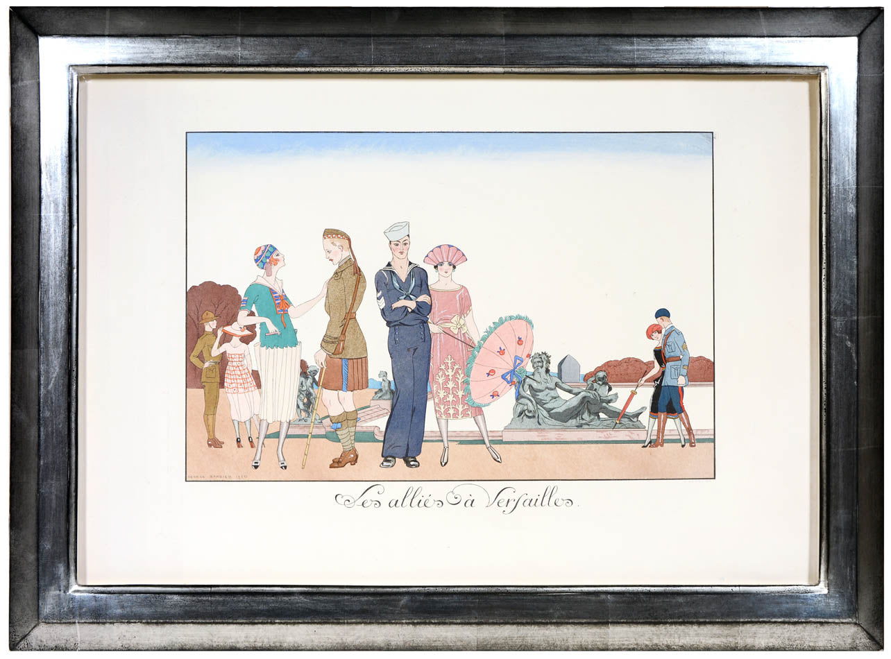 Group of six lithographs hand-coloured in pochoir from George Barbier's Le Bonheur du Jour, published in Paris in 1924.  