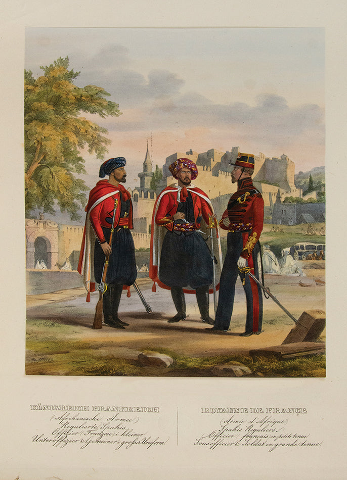 An exceptional example of a remarkable survival. A large collection of 589 plates of Eckert's European military costumes in the original wrappers.