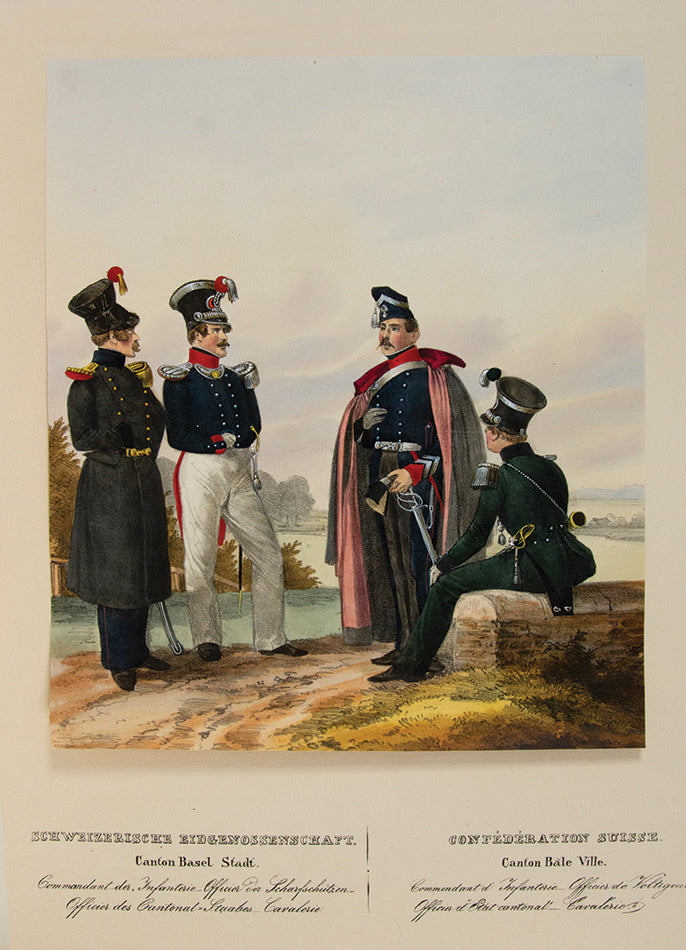 An exceptional example of a remarkable survival. A large collection of 589 plates of Eckert's European military costumes in the original wrappers.