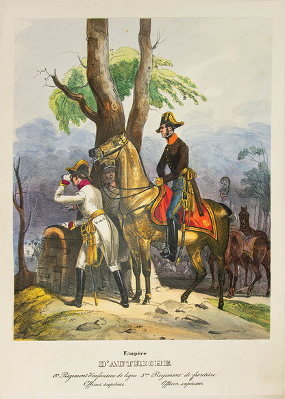 An exceptional example of a remarkable survival. A large collection of 589 plates of Eckert's European military costumes in the original wrappers.